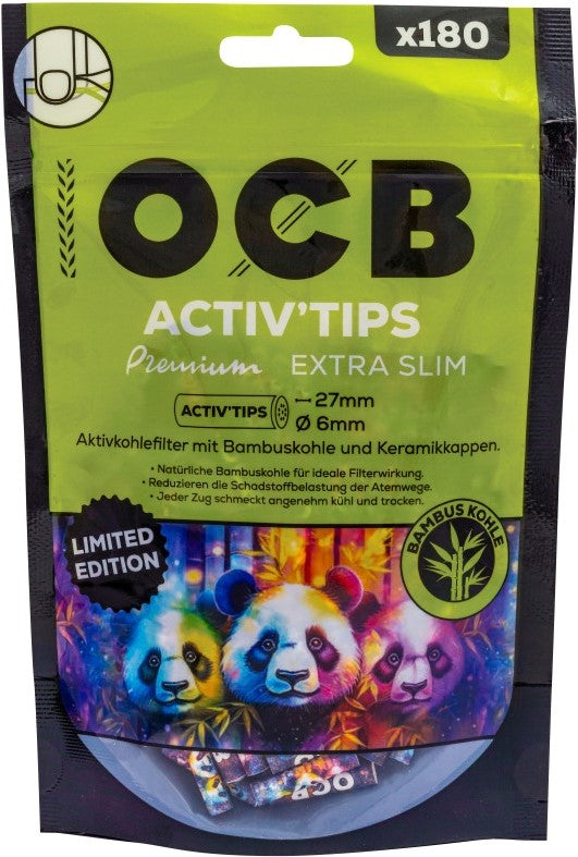 OCB Activ'Tips Extra Slim Bamboo 6mm - 180-piece storage bag